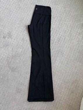 Women’s Lululemon Black Yoga Flare Leggings with Subtle Logo